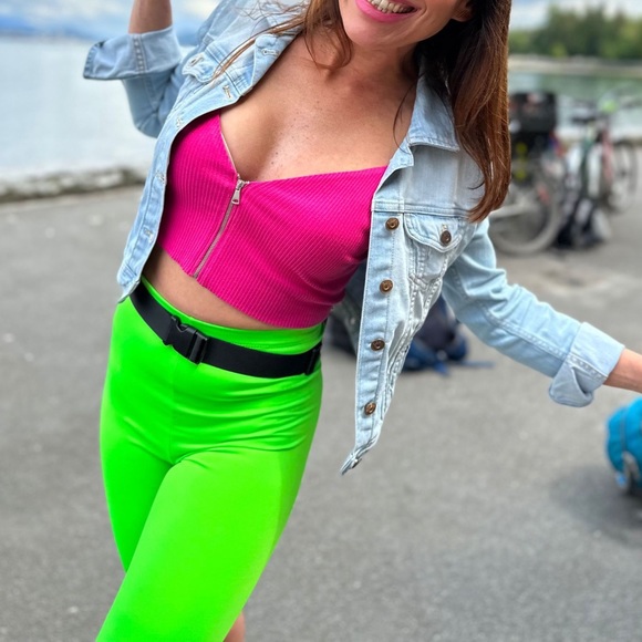U Got It Neon Green Biker Shorts - Picture 2 of 5
